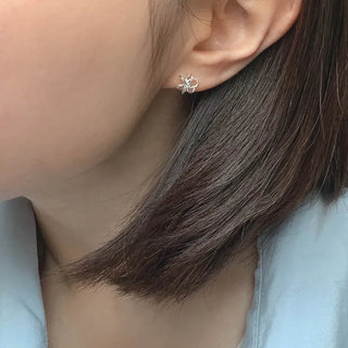 3D Spring Flower Silver Earrings