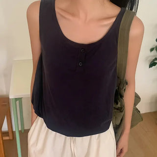 Kohita Button Sleeveless Sleeveless Top