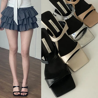 Seradin Two-Strap Square Mule Sandals [9CM]