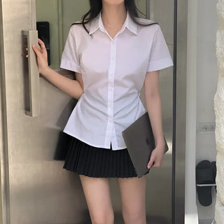 Must-Have Button Rounded Short Sleeve Shirt