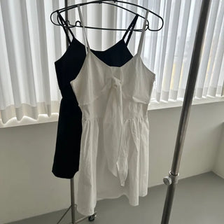Chest Ribbon Cotton Frill Dress