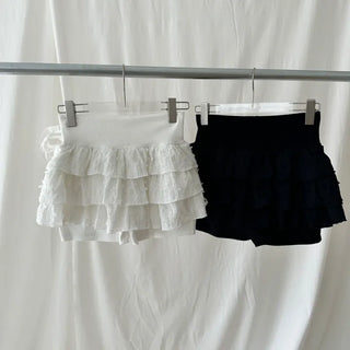 🎀Beautiful Fit/Integrated Shorts💘] Loha Triple Frill Lace Tiered Skirt-Pants
