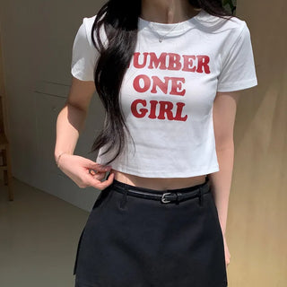 Rosé Maxi Kitsch Slim Summer Crop Short Sleeve T-shirt