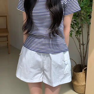 Morning Pocket Nylon Spring/Summer Elastic High-Waisted Pants
