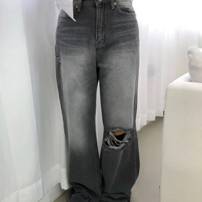 Gray Ripped Denim