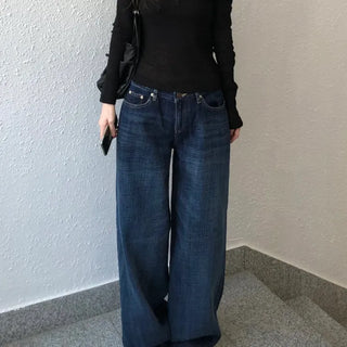 Indigo Low-Rise Wide Denim Pants (one color)