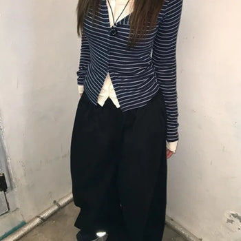 Una Striped Double Cardigan