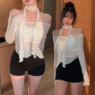 Soy's Muffler Asymmetrical Shirred T-shirt [6% Linen]