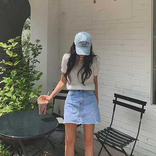Sky denim skirt