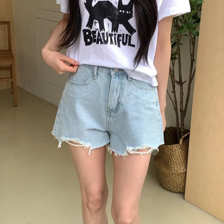 Summerpray Denim High-Waisted Pocket Shorts