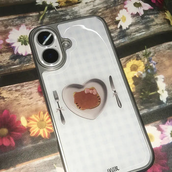 Cute Dessert Check Silver Epoxy iPhone Case