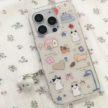 White Dog Keyring Set Drawing iPhone Case