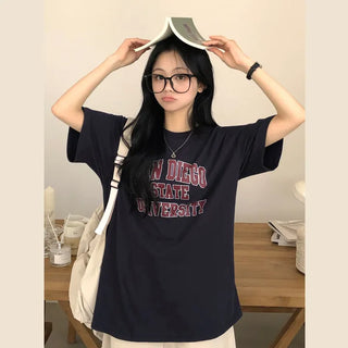 The Oversized Fit I've Been Looking For, Lettering Round Boxy Loose Fit Short Sleeve T-shirt