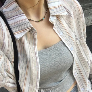 Gemstone Bead Point Cord Necklace