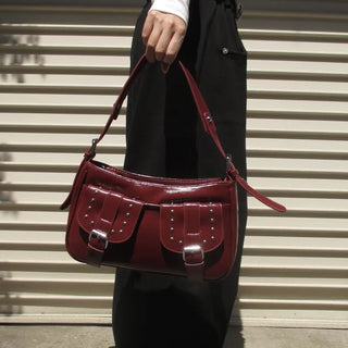 Two-pocket studded shoulder bag (4 colors)