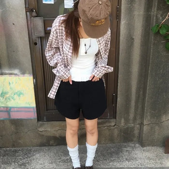 Striped black shorts