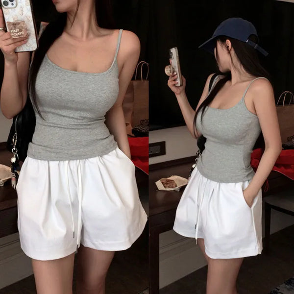 Rough Knee Square Sleeveless [Modal 37%, Built-in Cup]
