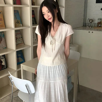 Hardy Ribbon Short Sleeve Frill Blouse