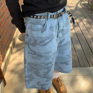 Camo Wide Bermuda Denim Pants