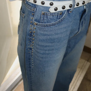 STUD POINT DENIM WIDE PANT Studded Denim