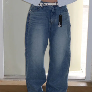 STUD POINT DENIM WIDE PANT Studded Denim