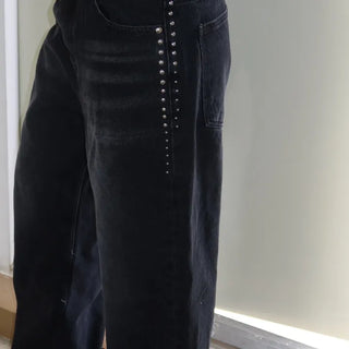 STUD POINT DENIM WIDE PANT Studded Denim