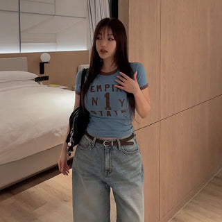 Letter color block short-sleeve T-shirt