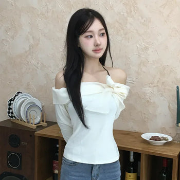 Rael  Ribbon Off-Shoulder Long Sleeve Tee