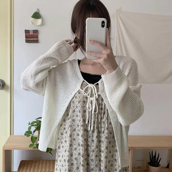 Terry ribbon cardigan