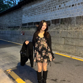 Romantic See-through Floral Layered Dress