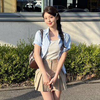 Ebon Crop Fit Short Sleeve Shirt Blouse
