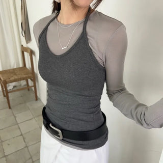Mousse Ribbed Halter Sleeveless