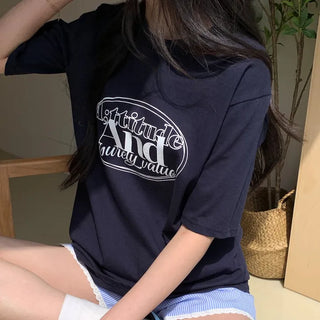 End Lettering Big Size Modern Simple Round Neck Oversized Loose Fit Boxy Short Sleeve T-shirt