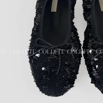 Sequin ribbon flat black