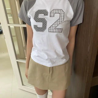 Love Patch Embroidered Raglan Slim Short Sleeve Tee