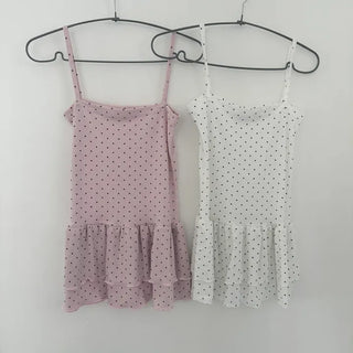 Milk Dot Frill Tiered Sleeveless Top