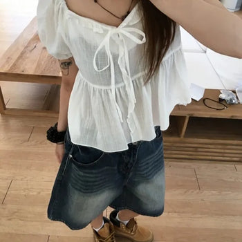 Loop-off Shirred Blouse
