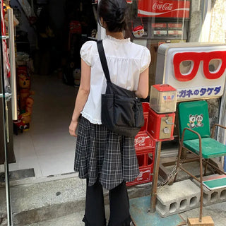 Check Asymmetrical Layered Skirt 1 Color