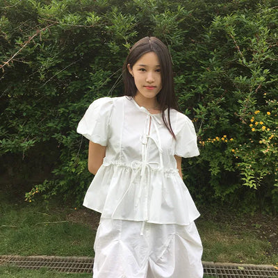 Ribbon frill blouse