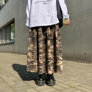Woodland Camo Military Long Skirt Military Tiered Layered Skirt