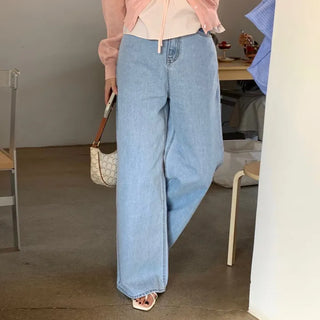 Pillow light blue long wide straight denim pants