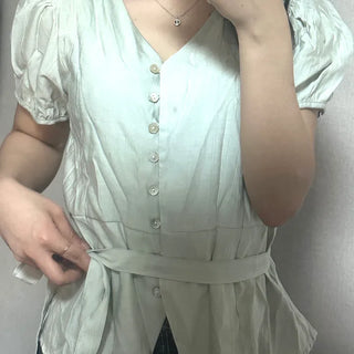 Tare Silky Wrinkle Short Sleeve Blouse