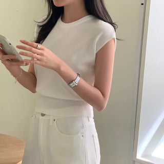 Dazzle Round Neck Cap Sleeve Sleeveless Knit