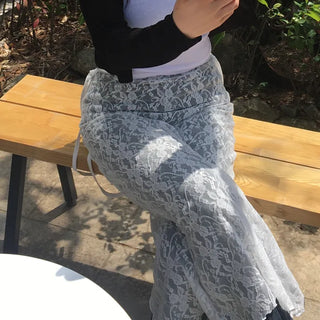 BR Lace See-through Layered Wrap Slit Strap Skirt