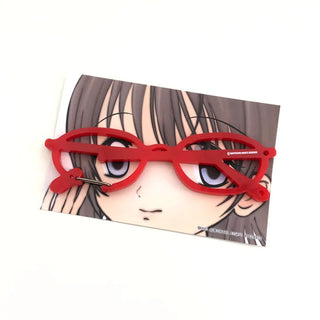 Red glasses carabiner keyring horn-rimmed Japanese otaku back-and-forth keyholder