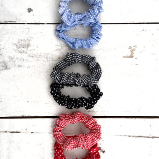 (Set/ 3 Colors) Dot Check Mini Scrunchie Set Scrunchie Hair Tie Polka Dot Summer Hair Accessory Scrunchie