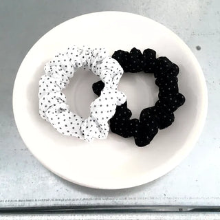(2 types) Mini Dot Scrunchie, Polka Dot Hair Tie, Hair Tie, Hair Accessory, Large Scrunchie