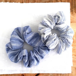 (2 colors) Indian Summer Stripe Scrunchie Summer Denim Scrunchie Hair Tie
