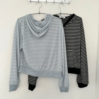 Boucle Stripe See-through Knit Zip-up Hoodie