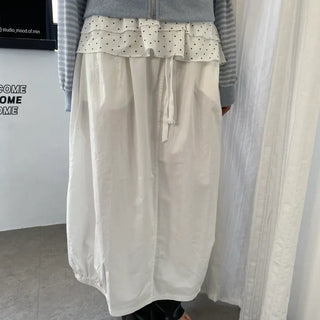 Pocket Button Balloon Maxi Elastic Long Skirt